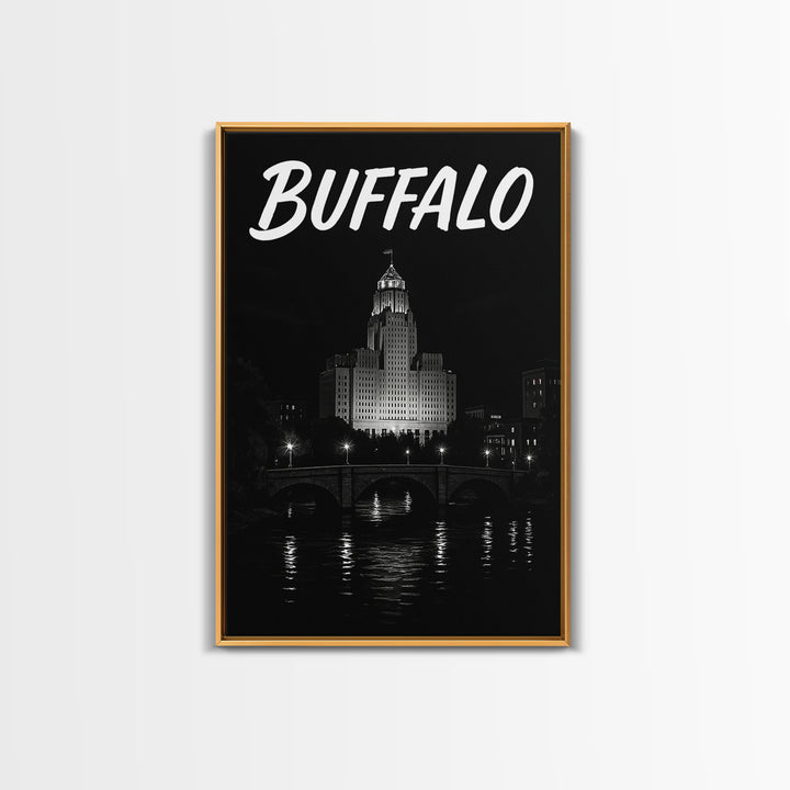 Buffalo Travel Poster, Canvas Print, Black And White Travel Art, Buffalo Poster Print, Travel Poster Art, Travel Poster Set, Travel Print