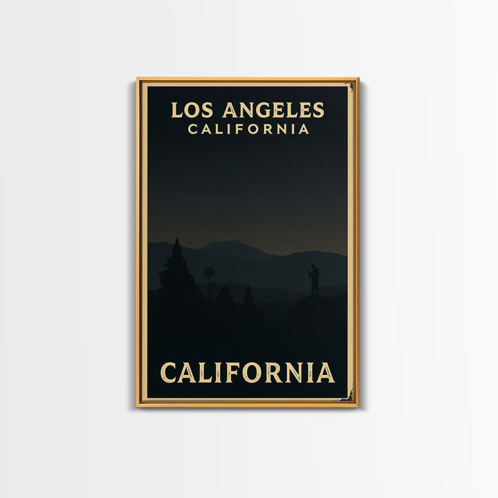 California Travel Poster, Framed Canvas Print, Night Street Poster Art, California Poster Print, Eclectic Wall Decor, City Art Print
