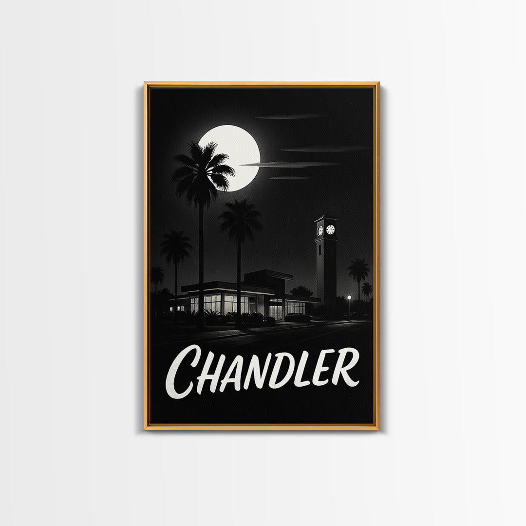 Chandler Arizona Travel Poster, Canvas Print, Black And White Travel Art, Chandler Travel Art, Vintage City Art, Skyline Art, Art Print