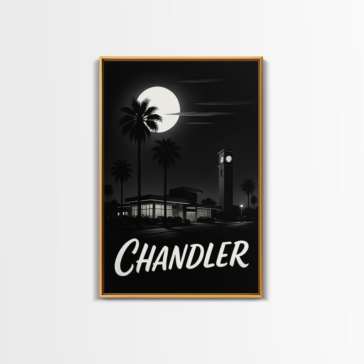 Chandler Arizona Travel Poster, Canvas Print, Black And White Travel Art, Chandler Travel Art, Vintage City Art, Skyline Art, Art Print