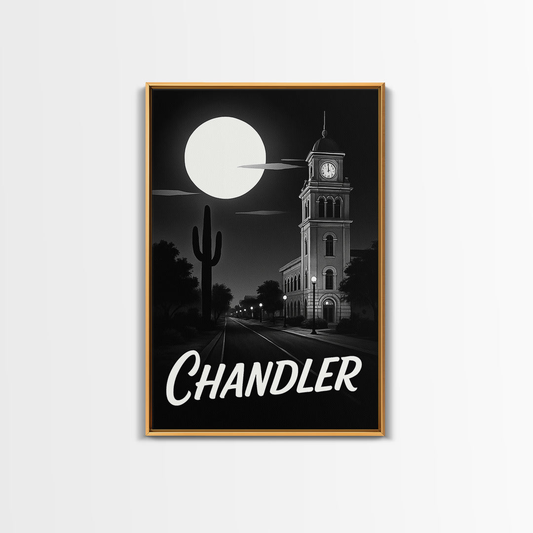 Chandler Travel Poster, Canvas Print, Black And White Travel Art, Chandler Wall Art, Eclectic Wall Decor, Watercolor Cityscape