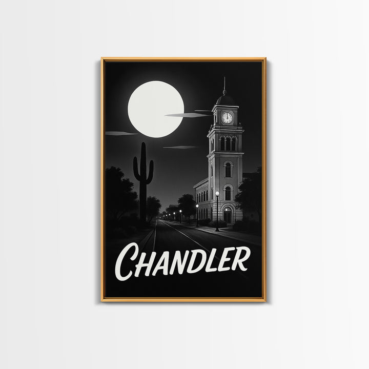 Chandler Travel Poster, Canvas Print, Black And White Travel Art, Chandler Wall Art, Eclectic Wall Decor, Watercolor Cityscape