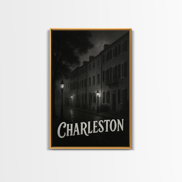 Charleston South Carolina Travel Poster, Canvas Print, Black And White Travel Art, Charleston Travel Art, Fine Art Print, Travel Wall Art