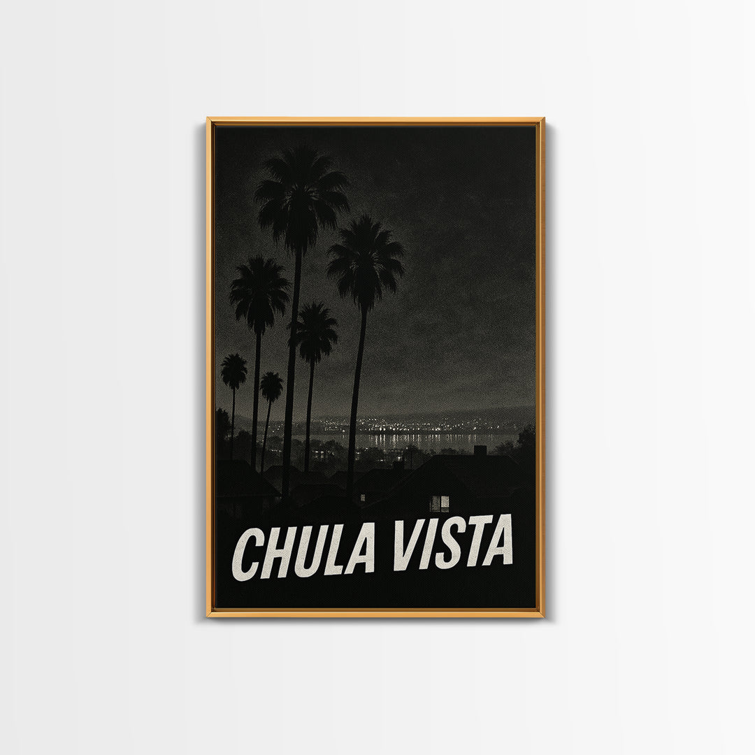 Chua Vista Travel Poster, Canvas Print, Dark Moody City Wall Art, Chua Vista Wall Art, Wanderlust Decor, Retro Travel Print, Poster Print