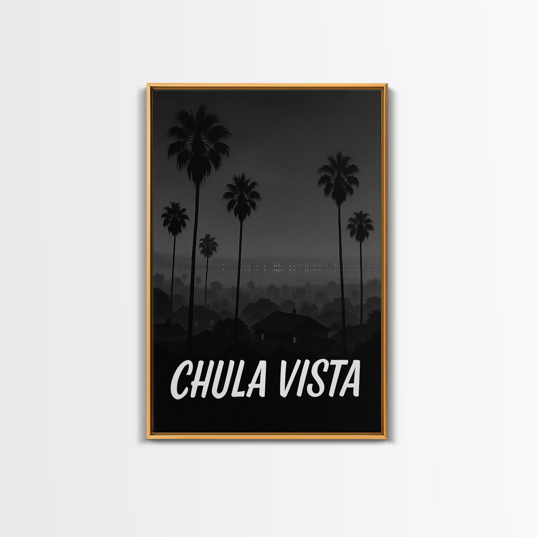 Chula Vista California Travel Poster, Canvas Print, Night Street Poster Art, Chula Vista City Art, Office Decor, Travel Wall Art, Print