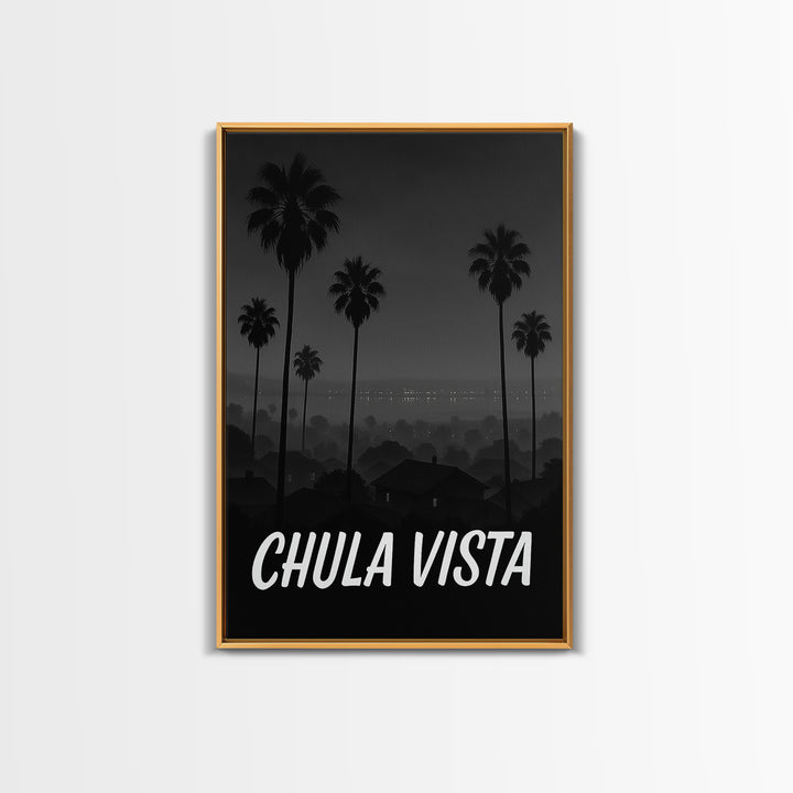 Chula Vista California Travel Poster, Canvas Print, Night Street Poster Art, Chula Vista City Art, Office Decor, Travel Wall Art, Print