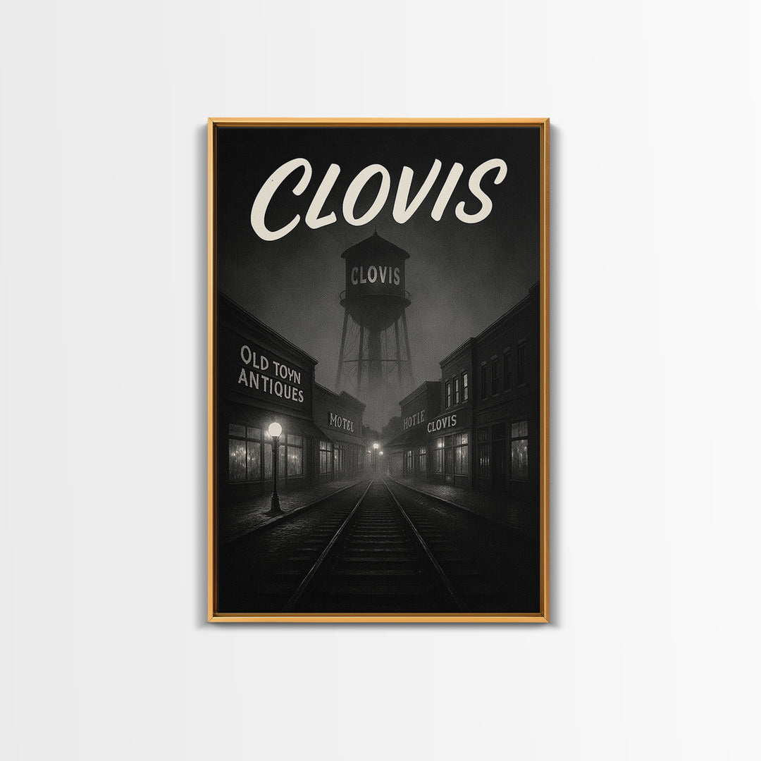 Clovis California Travel Poster, Canvas Print, Black And White Travel Art, Clovis Wall Art, Poster Art, Wall Decor, Gift For Travelers