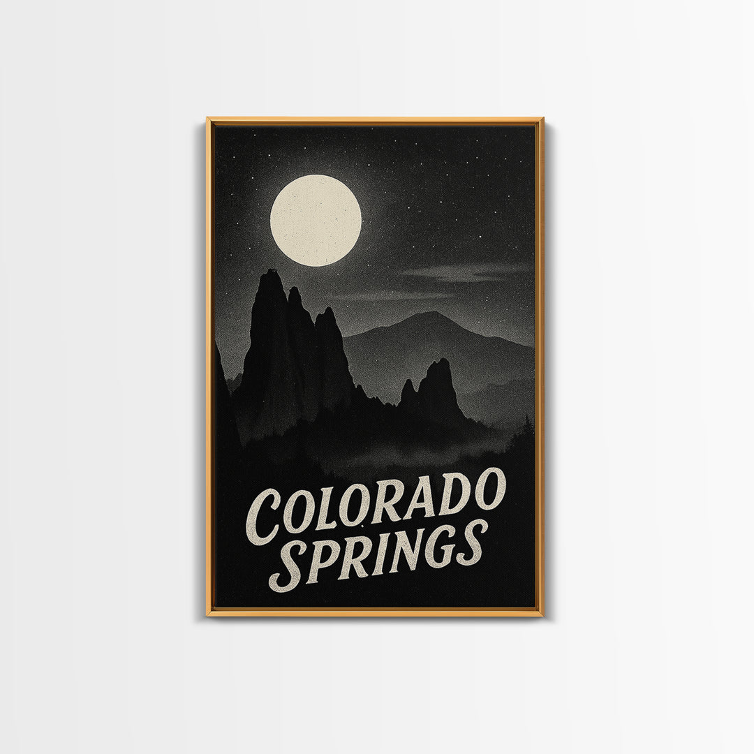 Colorado Springs Colorado Travel Poster, Canvas Print, Night Street Poster Art, Colorado Springs Art Print, Gift For Travelers, Art Print