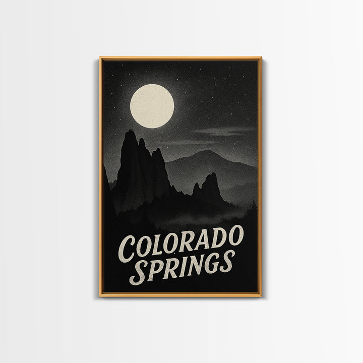 Colorado Springs Colorado Travel Poster, Canvas Print, Night Street Poster Art, Colorado Springs Art Print, Gift For Travelers, Art Print