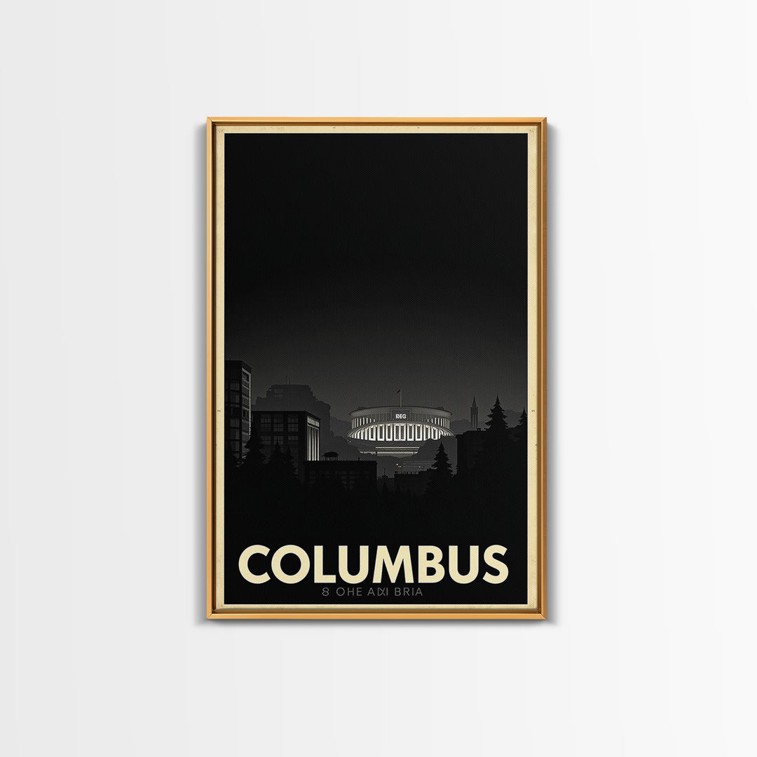 Columbus Travel Poster, Canvas Print, Vintage Noir Poster Art, Columbus City Art, Travel Art Print, Living Room Wall Art, City Travel Prints