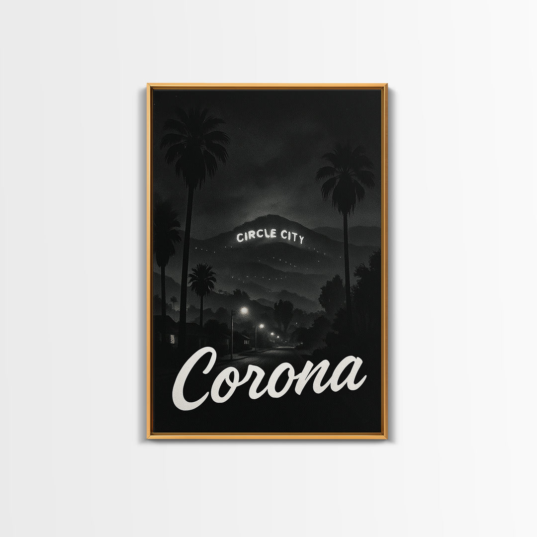 Corona California Travel Poster, Canvas Print, Dark Moody City Wall Art, Corona Poster Print, Travel Poster Set, Travel Wall Art, Home Decor