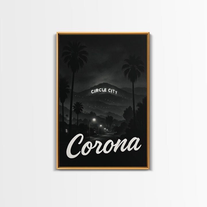 Corona California Travel Poster, Canvas Print, Dark Moody City Wall Art, Corona Poster Print, Travel Poster Set, Travel Wall Art, Home Decor