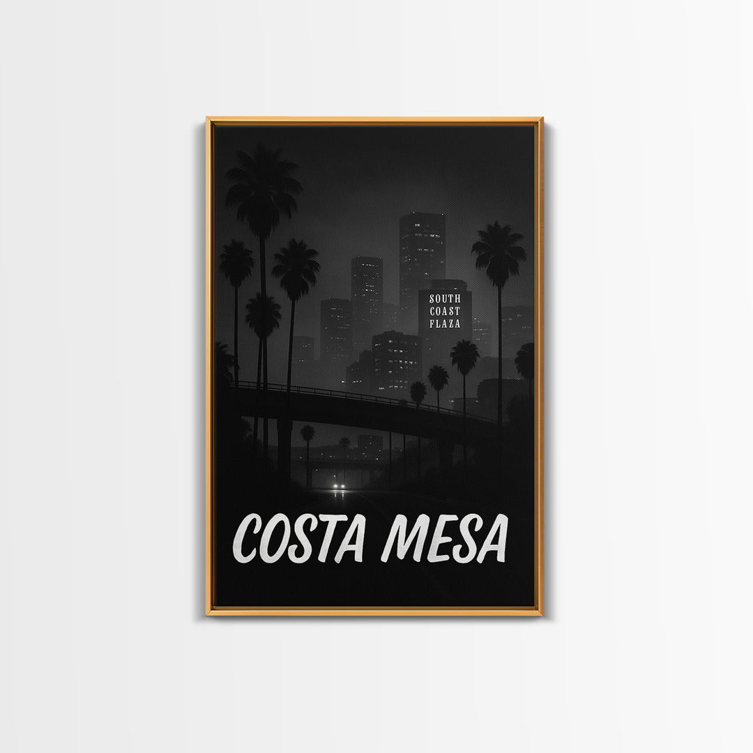 Costa Mesa California Travel Poster, Canvas Print, Vintage Noir Poster Art, Costa Mesa Art Print, Travel Wall Art, Art Print