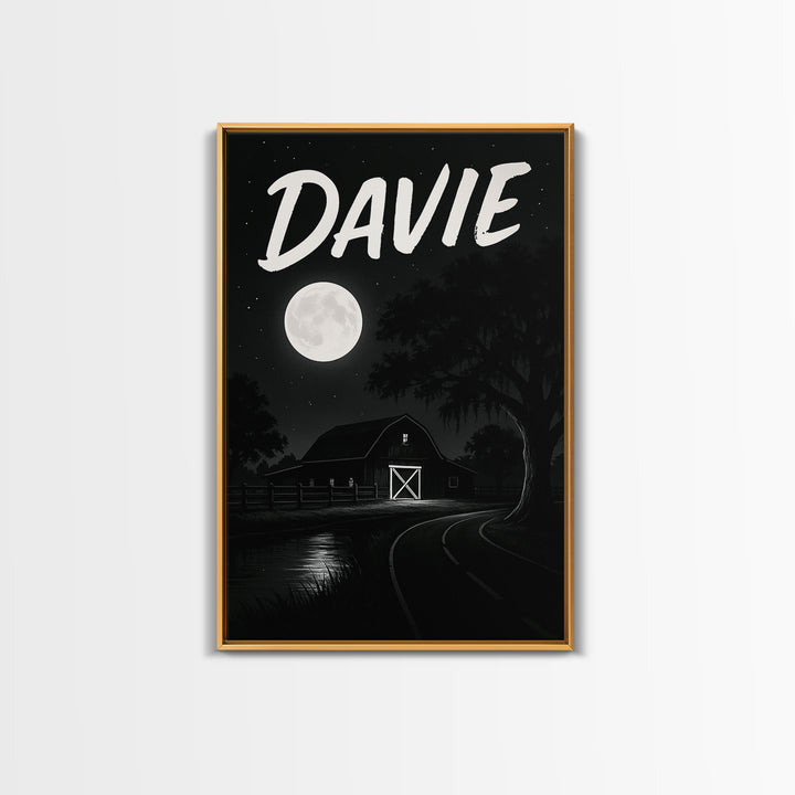 Davie Travel Poster, Canvas Print, Night Street Poster Art, Davie Poster Print, Travel Poster Art, Travel Wall Art, Wanderlust Decor