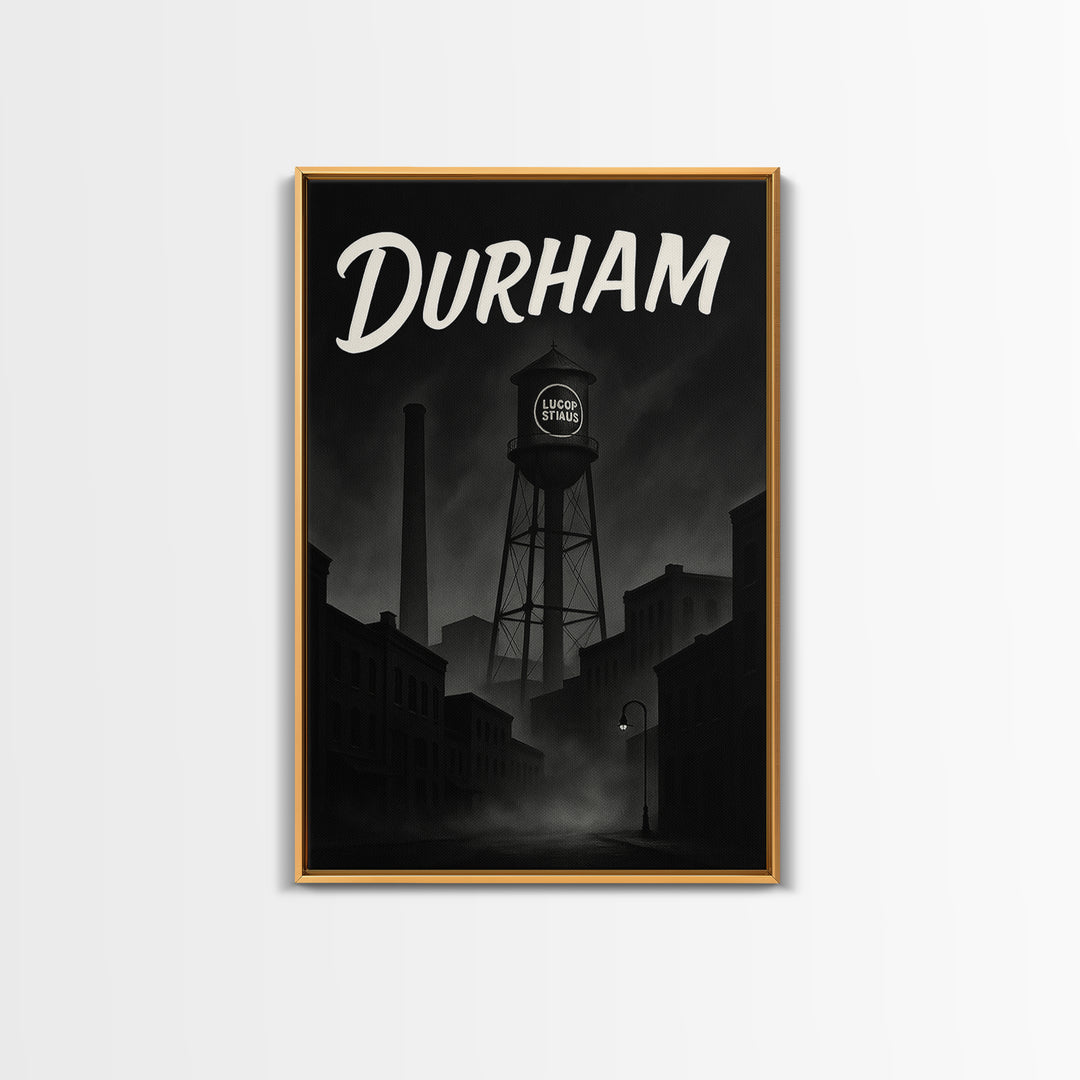 Durham North Carolina Travel Poster, Canvas Print, Night Street Poster Art, Durham City Art, City Art Print, Poster Art, Vintage City Art