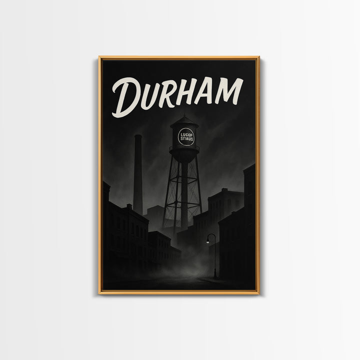 Durham North Carolina Travel Poster, Canvas Print, Night Street Poster Art, Durham City Art, City Art Print, Poster Art, Vintage City Art
