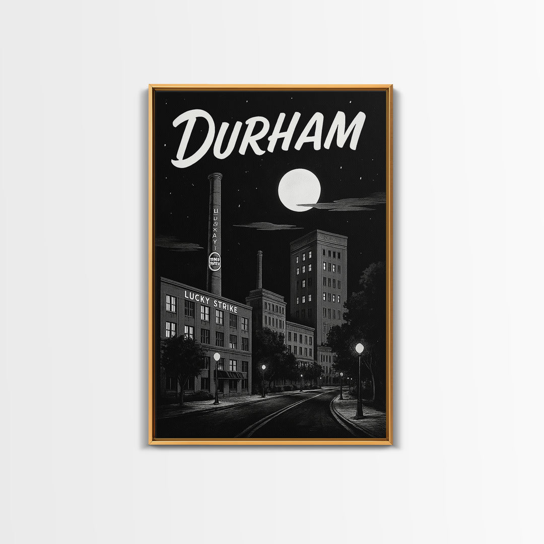 Durham Travel Poster, Framed Canvas Print, Vintage Noir Poster Art, Durham Art Print, Retro Travel Print, Vintage Travel Print