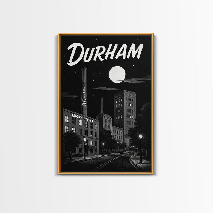 Durham Travel Poster, Framed Canvas Print, Vintage Noir Poster Art, Durham Art Print, Retro Travel Print, Vintage Travel Print