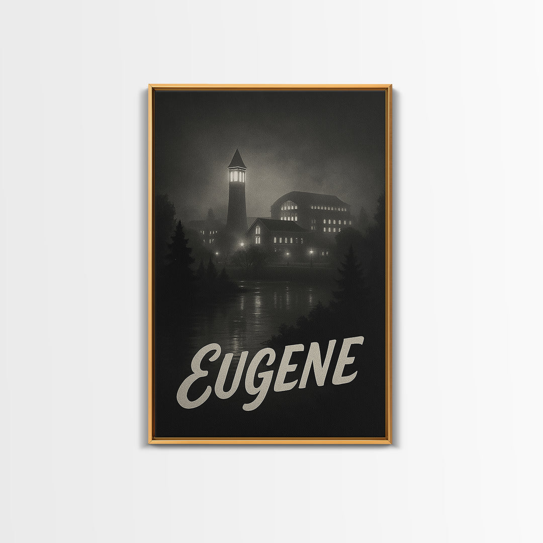 Eugene Oregon Travel Poster, Canvas Print, Black And White Travel Art, Eugene Travel Art, City Art Print, Gift For Travelers, Poster Art
