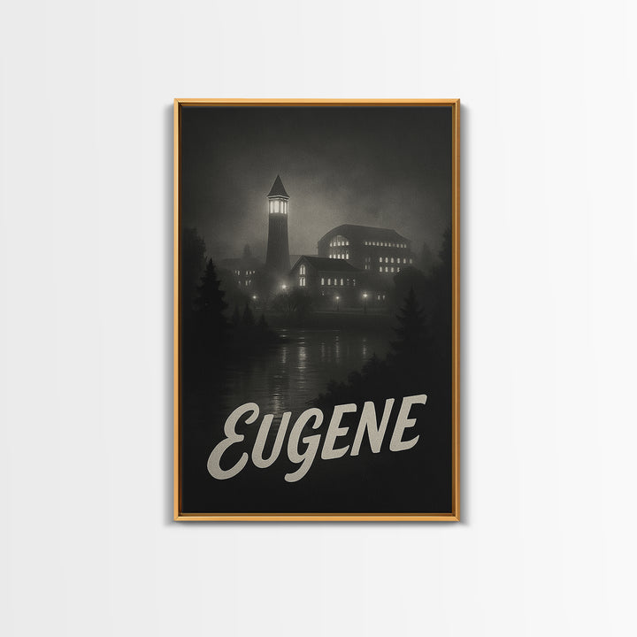 Eugene Oregon Travel Poster, Canvas Print, Black And White Travel Art, Eugene Travel Art, City Art Print, Gift For Travelers, Poster Art