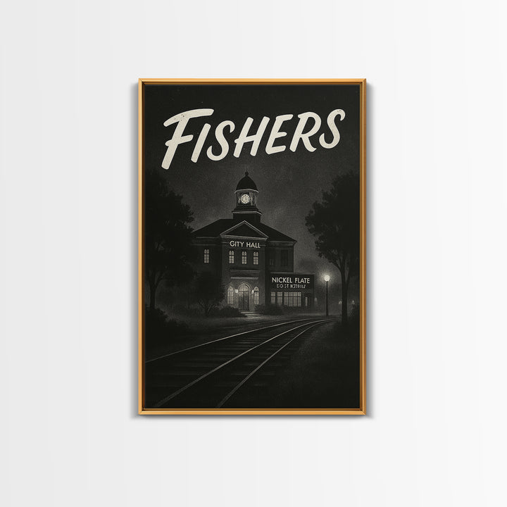 Fishers Indiana Travel Poster, Canvas Print, Night Street Poster Art, Fishers City Art, Modern Wall Decor, City Travel Prints, Art Print