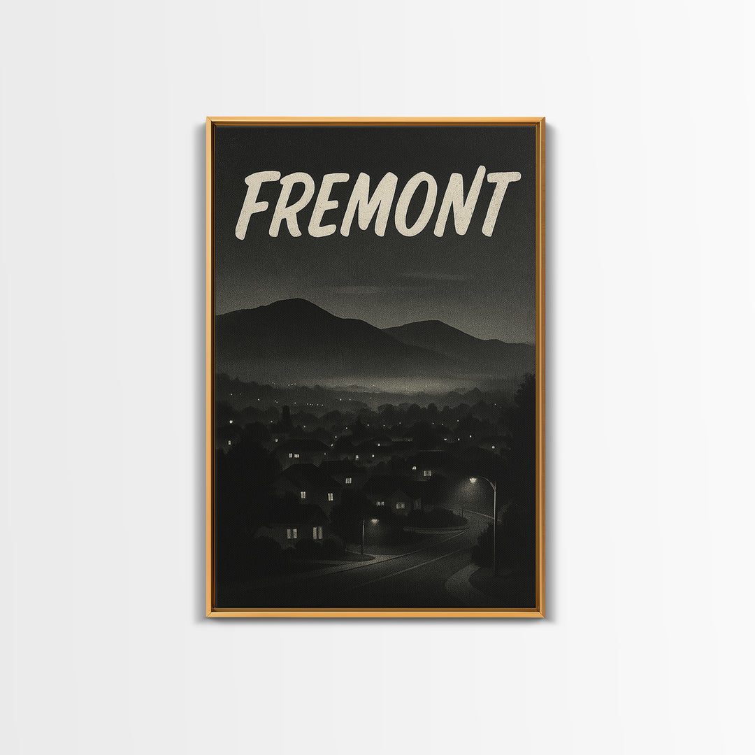Fremont California Travel Poster, Canvas Print, Black And White Travel Art, Fremont Art Print, Office Decor, Travel Wall Art