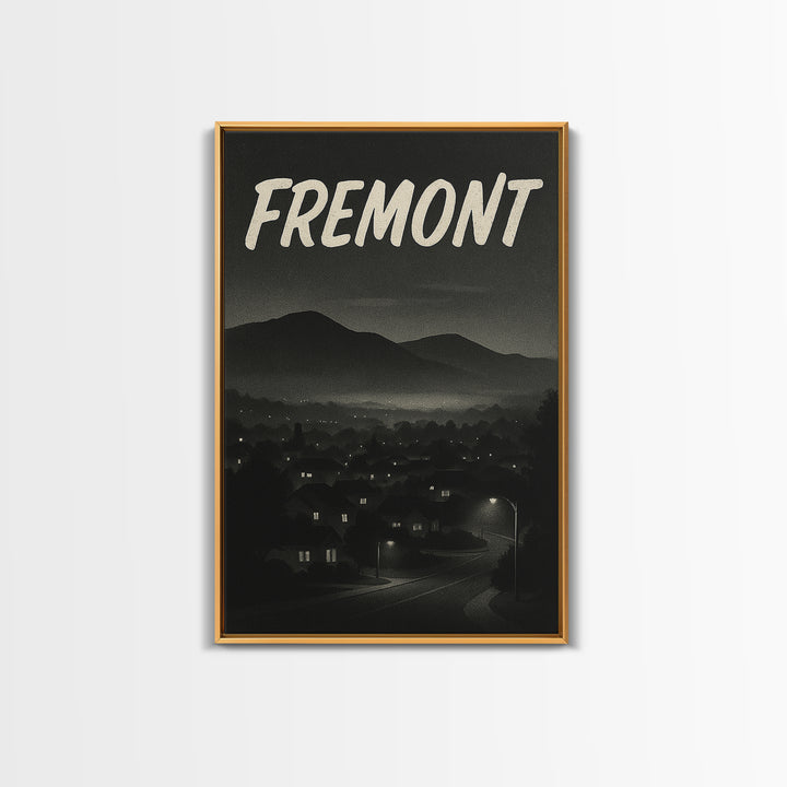 Fremont California Travel Poster, Canvas Print, Black And White Travel Art, Fremont Art Print, Office Decor, Travel Wall Art