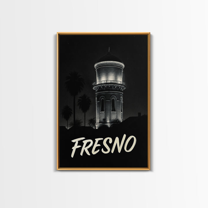 Fresno California Travel Poster, Canvas Print, Vintage Noir Poster Art, Fresno City Art, Vintage Travel Art, Fine Art Print, Wall Art