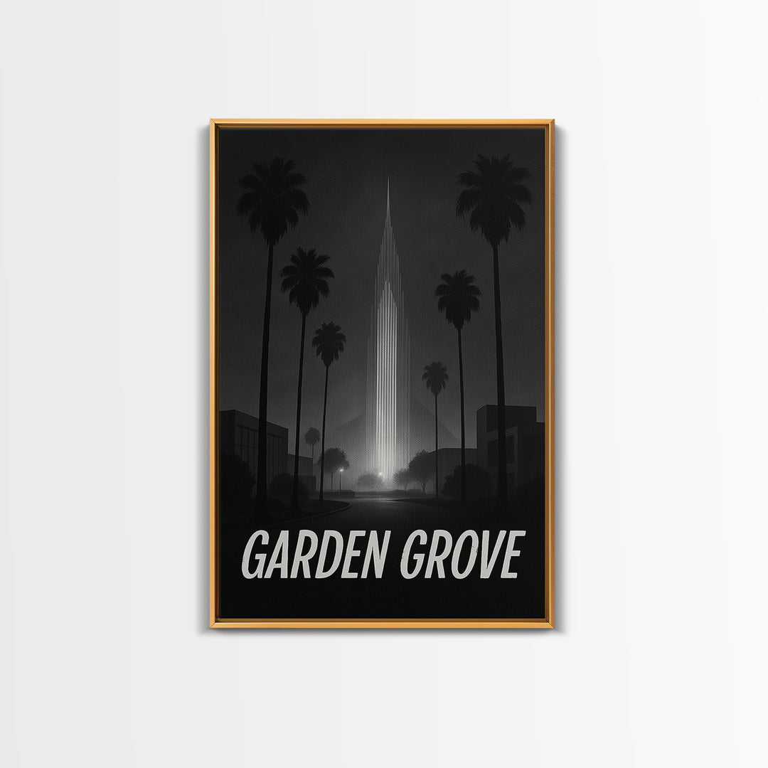 Garden Grove California Travel Poster, Canvas Print, Black And White Travel Art, Garden Grove Travel Art, Eclectic Wall Decor, Poster Art