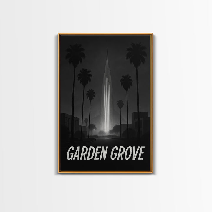 Garden Grove California Travel Poster, Canvas Print, Black And White Travel Art, Garden Grove Travel Art, Eclectic Wall Decor, Poster Art
