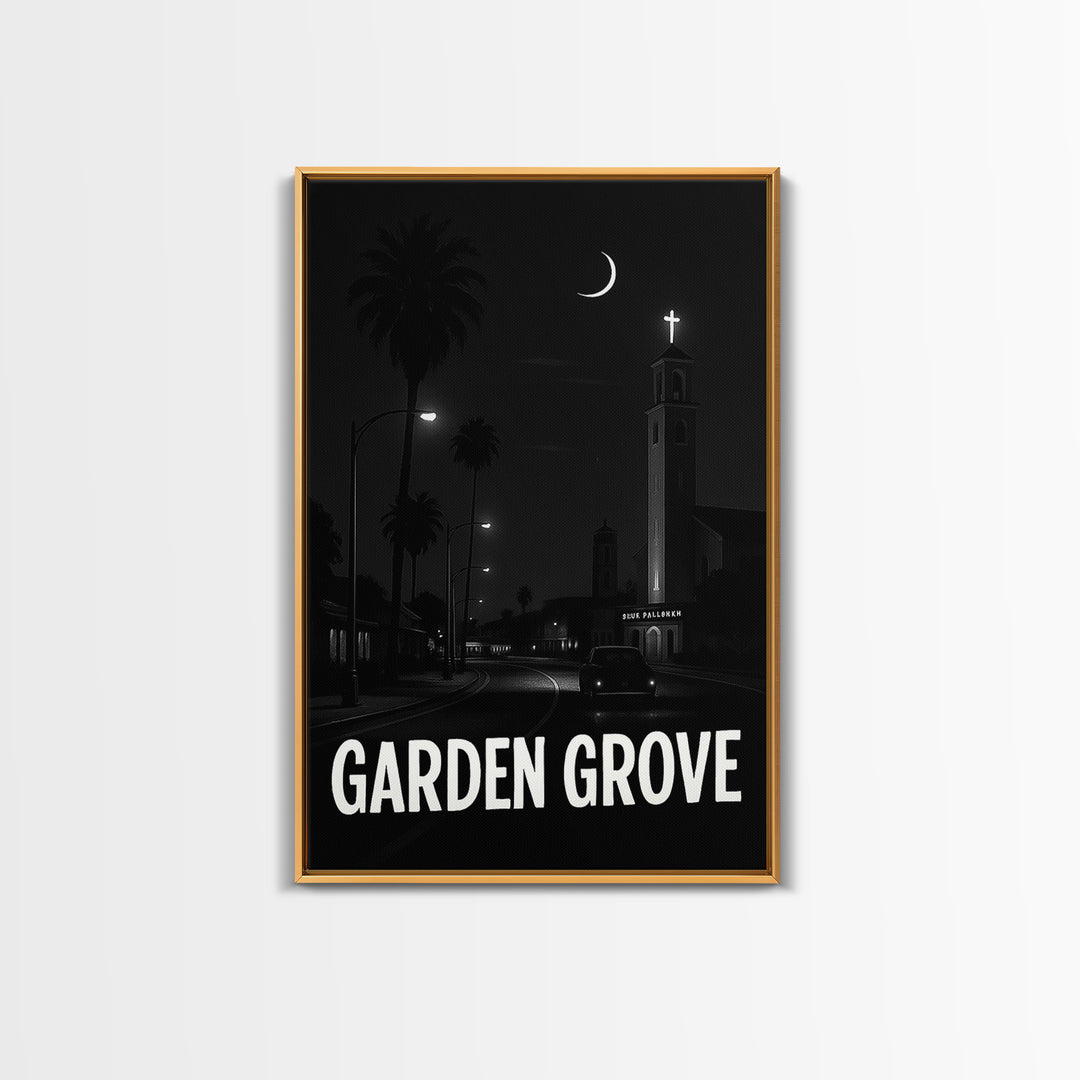 Garden Grove Travel Poster, Canvas Print, Vintage Noir Poster Art, Garden Grove Travel Art, Travel Art Print, Travel Poster Set