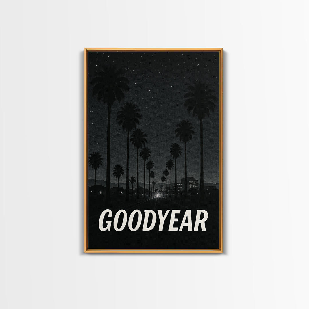 Goodyear Arizona Travel Poster, Canvas Print, Black And White Travel Art, Goodyear Art Print, Watercolor Downtown Skyline, City Illustration