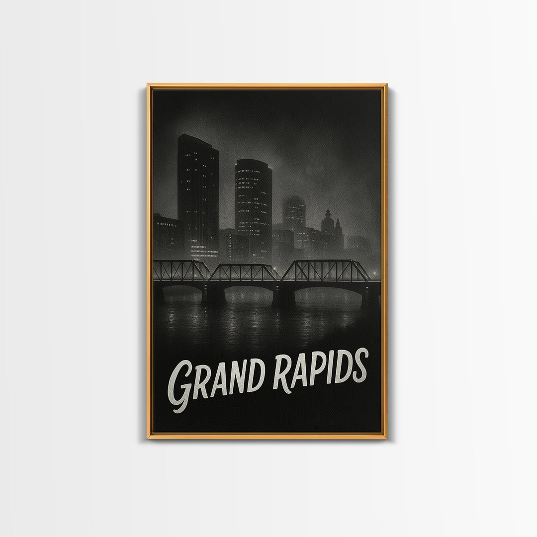 Grand Prairie Travel Poster, Canvas Print, Night Street Poster Art, Grand Prairie Travel Art, Eclectic Wall Decor, Home Office Decor