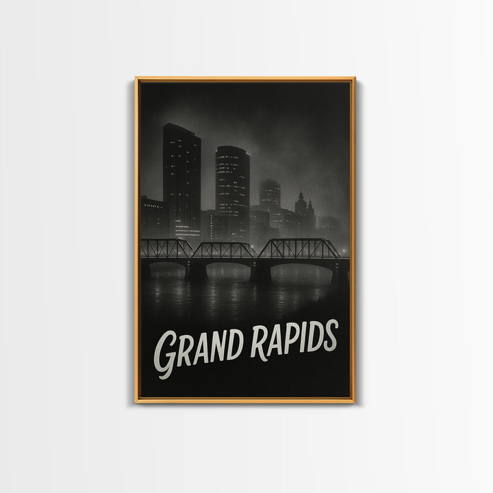 Grand Prairie Travel Poster, Canvas Print, Night Street Poster Art, Grand Prairie Travel Art, Eclectic Wall Decor, Home Office Decor