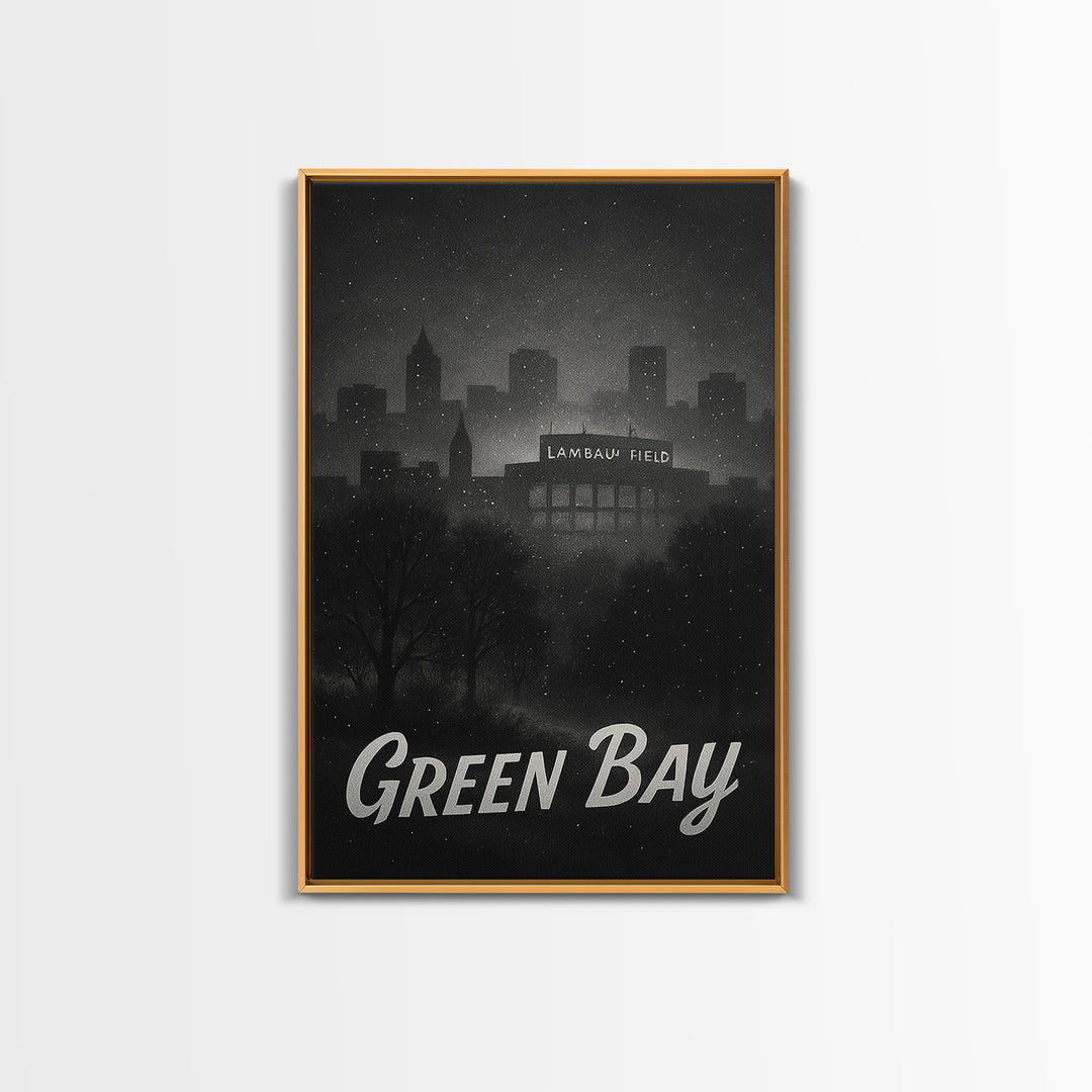 Green Bay Wisconsin Travel Poster, Canvas Print, Vintage Noir Poster Art, Green Bay Poster Print, Vintage City Poster, Vintage City Art
