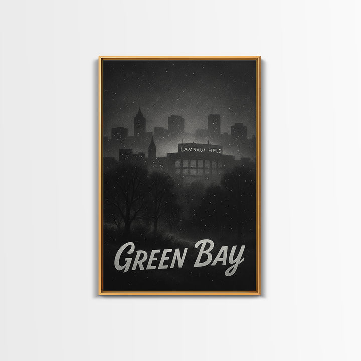 Green Bay Wisconsin Travel Poster, Canvas Print, Vintage Noir Poster Art, Green Bay Poster Print, Vintage City Poster, Vintage City Art