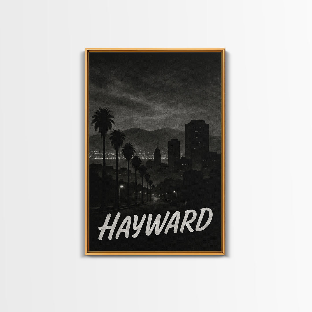 Hayward California Travel Poster, Canvas Print, Black And White Travel Art, Hayward City Art, Wall Decor, City Art Print, Gift For Travelers