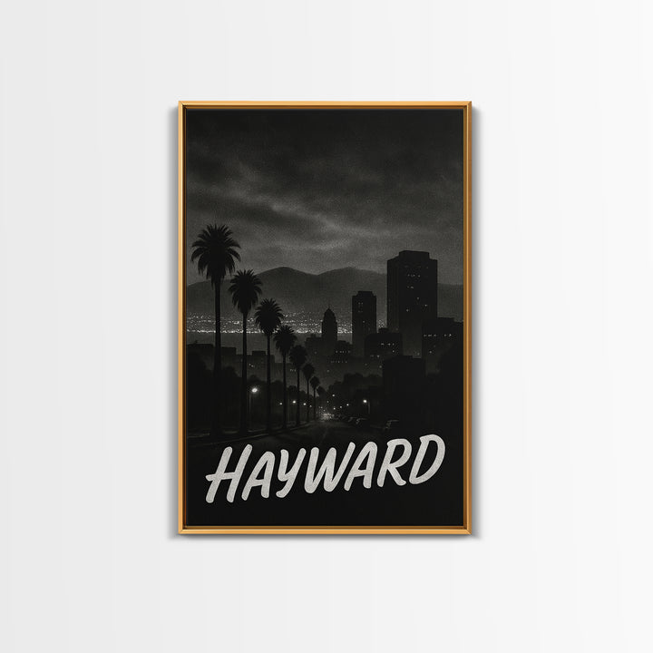 Hayward California Travel Poster, Canvas Print, Black And White Travel Art, Hayward City Art, Wall Decor, City Art Print, Gift For Travelers