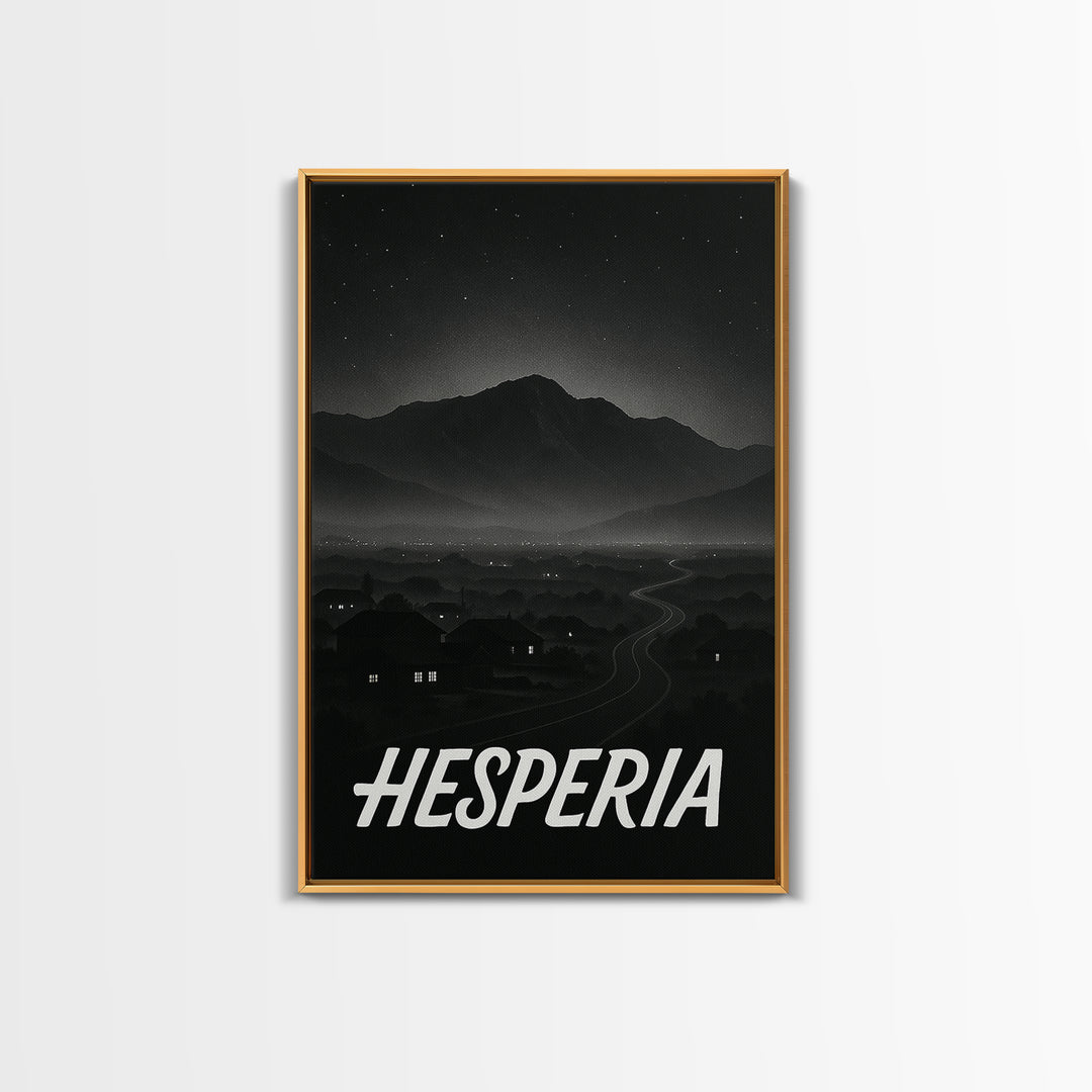 Hesperia California Travel Poster, Canvas Print, Vintage Noir Poster Art, Hesperia Art Print, Travel Art, Travel Wall Art, Wall Art