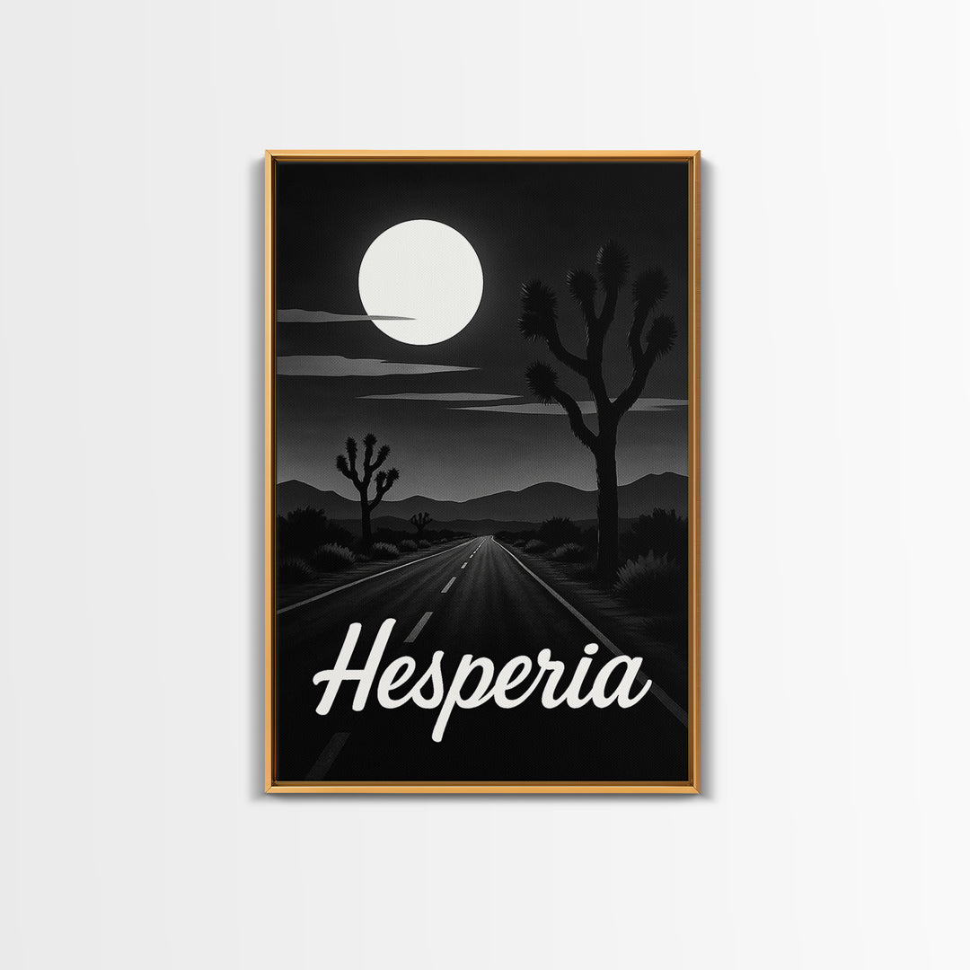 Hesperia Travel Poster, Framed Canvas Print, Vintage Noir Poster Art, Hesperia Poster Print, Travel Poster Set, Vintage City Art