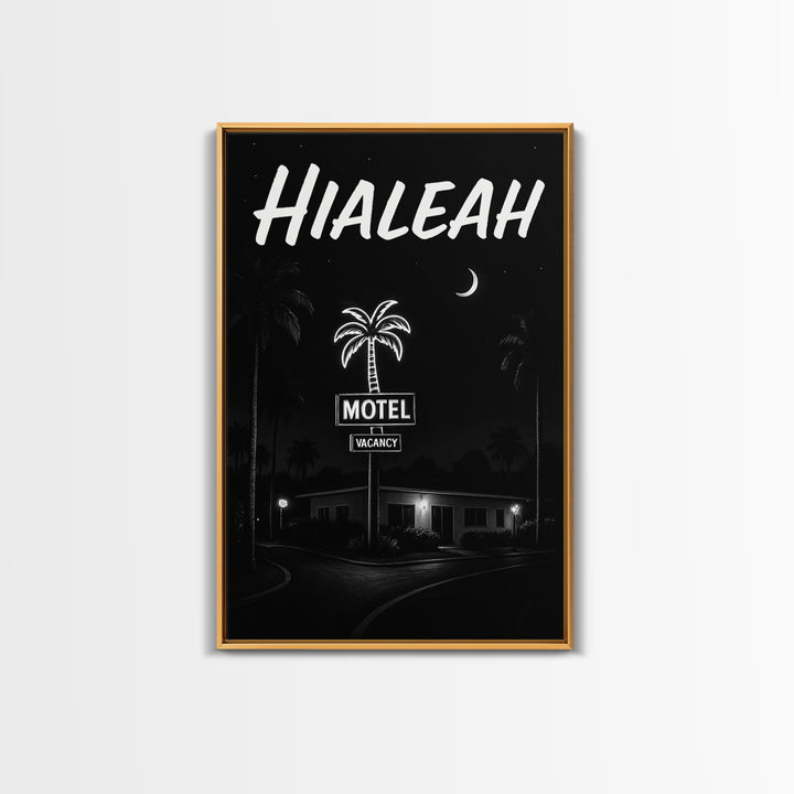 Hialeah Travel Poster, Framed Canvas Print, Vintage Noir Poster Art, Hialeah Art Print, Mid Century Wall Art, Vintage Travel Art