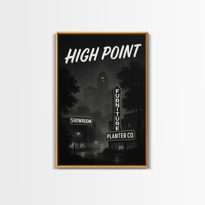 High Point North Carolina Travel Poster, Canvas Print, Night Street Poster Art, High Point Art Print, Gift For Travelers, Watercolor Skyline