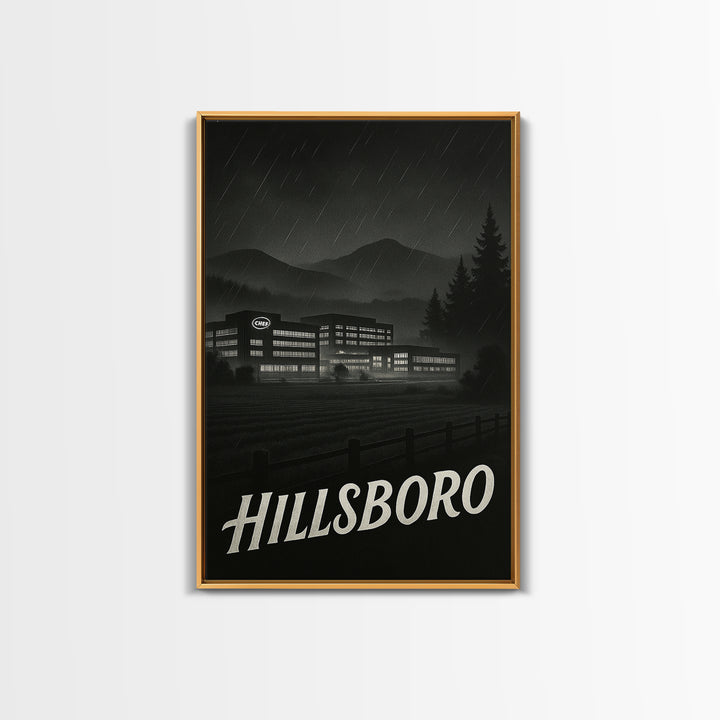 Hillsboro Oregon Travel Poster, Canvas Print, Black And White Travel Art, Hillsboro Poster Print, Wanderlust Decor, Eclectic Wall Decor