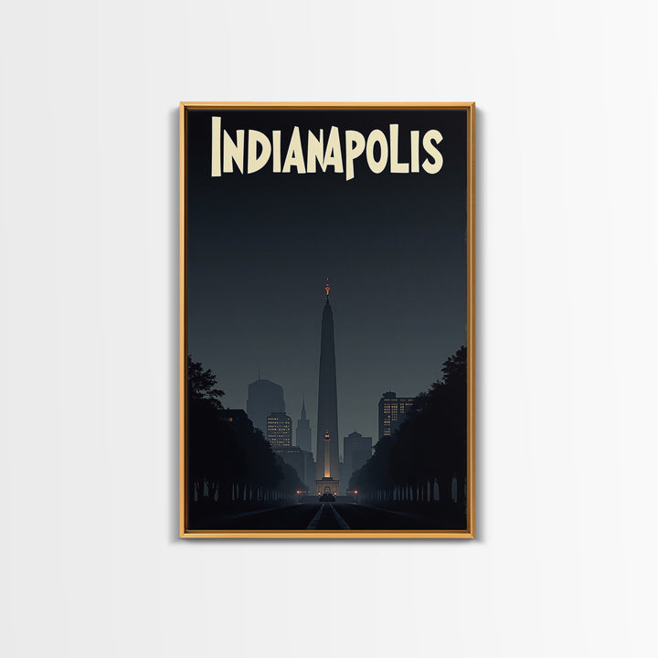 Indianapolis Travel Poster, Canvas Print, Night Street Poster Art, Indianapolis Travel Art, Watercolor Skyline Art, Gift For Travelers