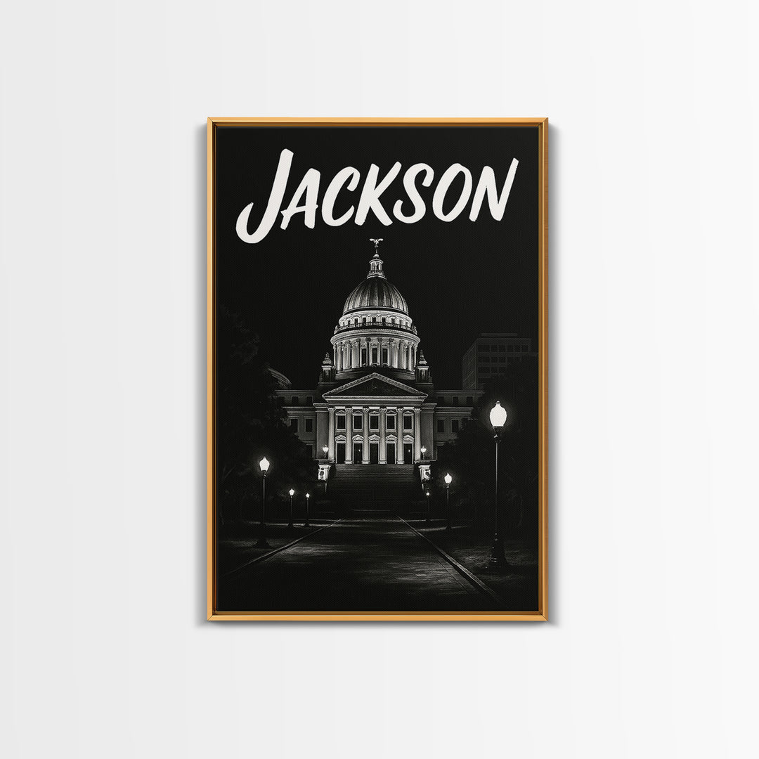 Jackson Travel Poster, Canvas Print, Vintage Noir Poster Art, Jackson Travel Art, Vintage City Art, Vintage Travel Art, Travel Poster Art