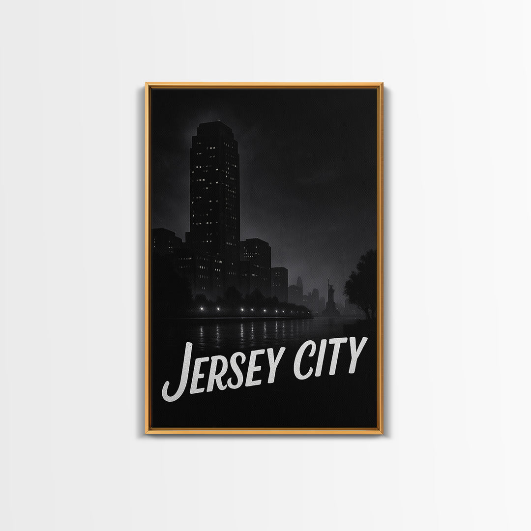 Jersey City New Jersey Travel Poster, Canvas Print, Vintage Noir Poster Art, Jersey City Wall Art, Poster Art, Travel Poster Set, Poster Art