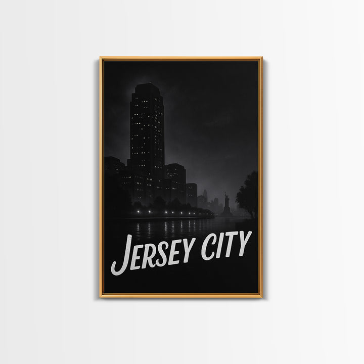 Jersey City New Jersey Travel Poster, Canvas Print, Vintage Noir Poster Art, Jersey City Wall Art, Poster Art, Travel Poster Set, Poster Art