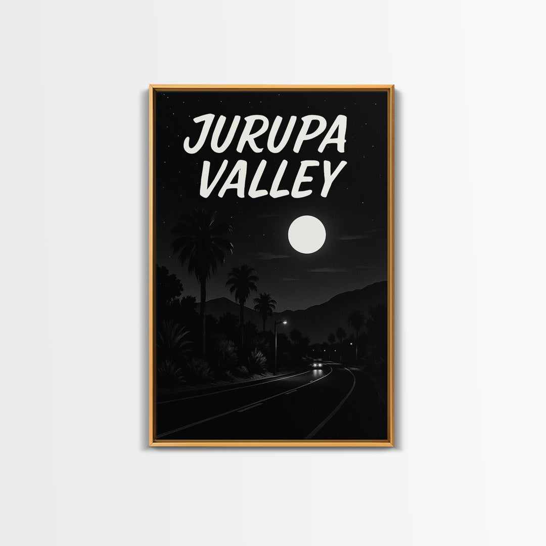 Jurupa Valley Travel Poster, Framed Canvas Print, Vintage Noir Poster Art, Jurupa Valley City Art, Vintage City Art, Mid Century Wall Art