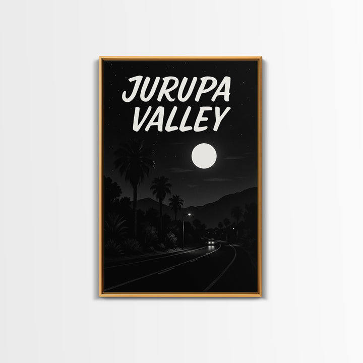 Jurupa Valley Travel Poster, Framed Canvas Print, Vintage Noir Poster Art, Jurupa Valley City Art, Vintage City Art, Mid Century Wall Art