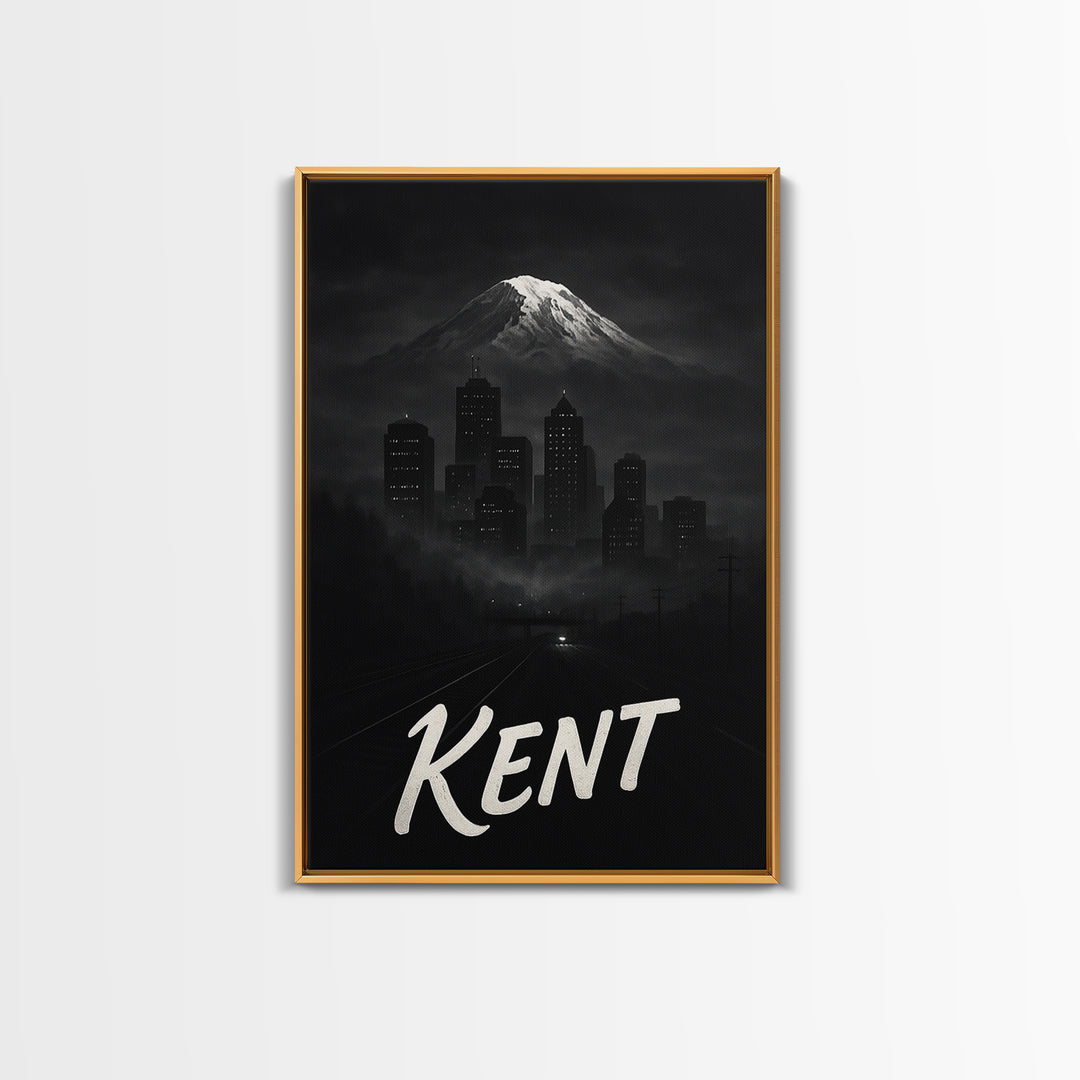 Kent Washington Travel Poster, Canvas Print, Night Street Poster Art, Kent Poster Print, City Art Print, Wanderlust Decor, Wall Decor